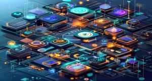 Web3与NFT技术应用于数字内容创作者经济的概念图,科技感强,展示去中心化内容分发前景